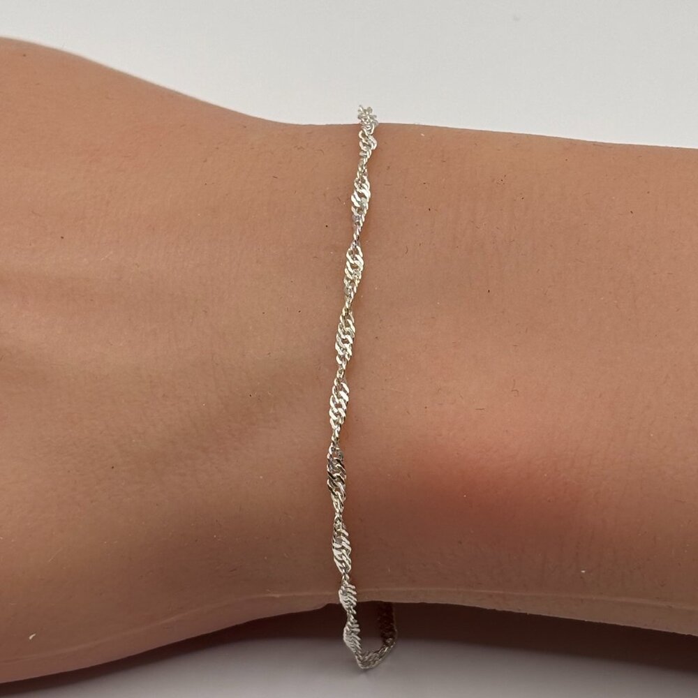 925 Silver Rope Chain Bracelet - Picture 6 of 8